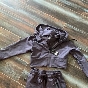 Ryderwear luxe charcoal lounge set medium women’s joggers and cropped hoodie